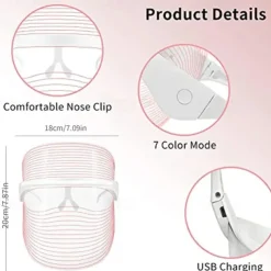 LED Light Face Mask Skin Rejuvenation Smoothes Wrinkle Acne Daily Skin Care At Home