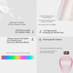 LED Light Face Mask Skin Rejuvenation Smoothes Wrinkle Acne Daily Skin Care At Home