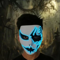 LED Light Ghost Mask EL Mask for Halloween Scary Cosplay Masquerade Dancing Party Luminous Mask