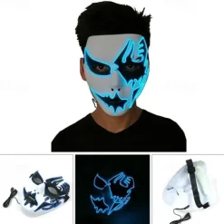 LED Light Ghost Mask EL Mask for Halloween Scary Cosplay Masquerade Dancing Party Luminous Mask