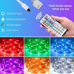LED Light Strip 15m/20m 50ft 65.6ft RGB Color Change LED Light Strip Kit with IR44 Key Remote Control for Bedroom Lighting Flexible Home Decoration