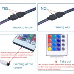 LED Light Strip 15m/20m 50ft 65.6ft RGB Color Change LED Light Strip Kit with IR44 Key Remote Control for Bedroom Lighting Flexible Home Decoration