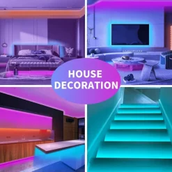 LED Light Strip 15m/20m 50ft 65.6ft RGB Color Change LED Light Strip Kit with IR44 Key Remote Control for Bedroom Lighting Flexible Home Decoration