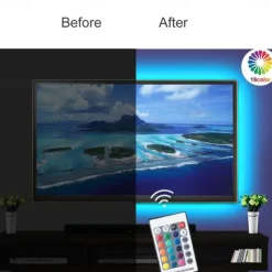 LED Light Strips RGB Lights USB Flexible Lamp USB 5V 5050 SMD 10mm LEDs Blackboard with 24 Key IR Remote Controller for Flat Screen TV Background, HDTV, PC Monitor 1M~5M