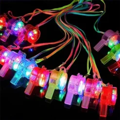 LED Light up Whistle Glow Whistles Flashing Noisemaker Whistles Lanyard Necklace Glow in the Dark Wedding Birthday Party
