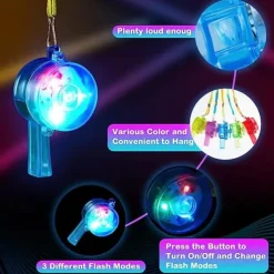LED Light up Whistle Glow Whistles Flashing Noisemaker Whistles Lanyard Necklace Glow in the Dark Wedding Birthday Party