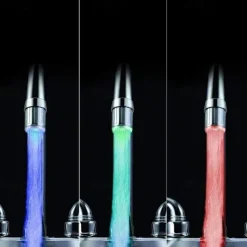 LED Light Water Faucet Tap Heads Temperature Sensor RGB Glow LED Shower Stream Bathroom Shower faucet 3 Color Changing