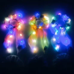Led Luminous Hair Bands Light Up Hair Bows Scrunchies Girls Headwear Hair Rope Hair Accessories Glow In The Dark Party Supplies