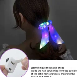 Led Luminous Hair Bands Light Up Hair Bows Scrunchies Girls Headwear Hair Rope Hair Accessories Glow In The Dark Party Supplies