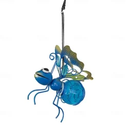 LED Luminous Simulation Insect Iron Ornaments Creative Painted Handicraft Pendants with Long Wings Ants Butterflies Home Courtyard Garden Decoration Pendants 1PC