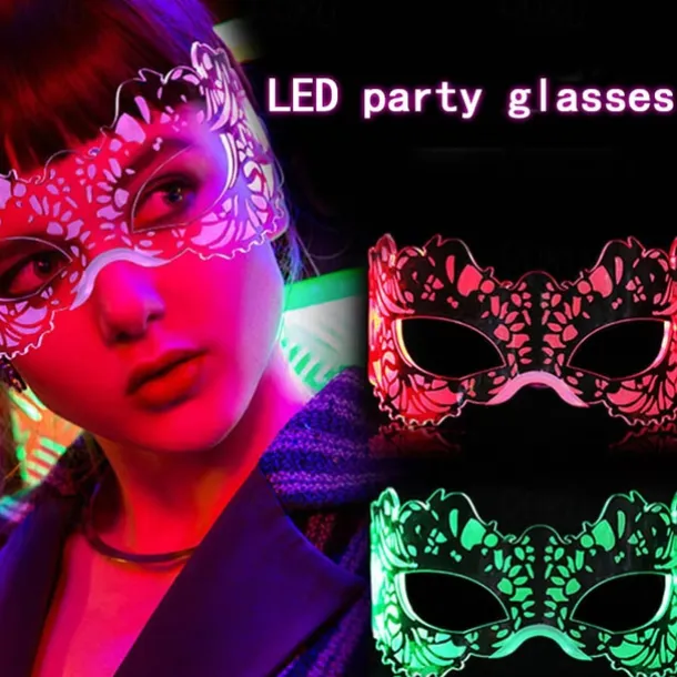 LED Mask Luminous Colorful LED Light Up Glasses Glowing Neon Light for Halloween Carnival Party Nightclub DJ Dance Party Decor Festival Rave Concert Bar Props