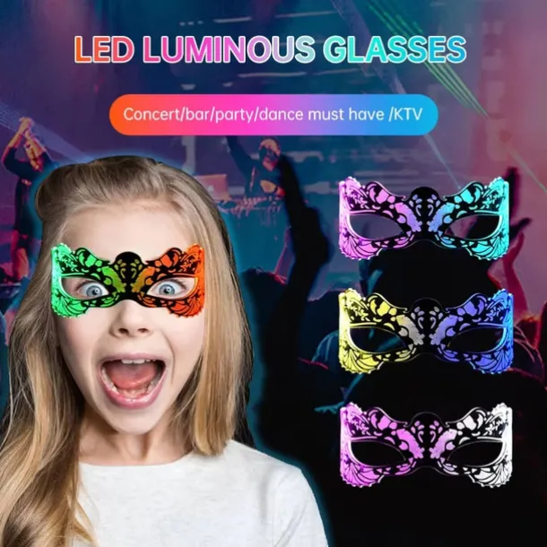 LED Mask Luminous Colorful LED Light Up Glasses Glowing Neon Light for Halloween Carnival Party Nightclub DJ Dance Party Decor Festival Rave Concert Bar Props