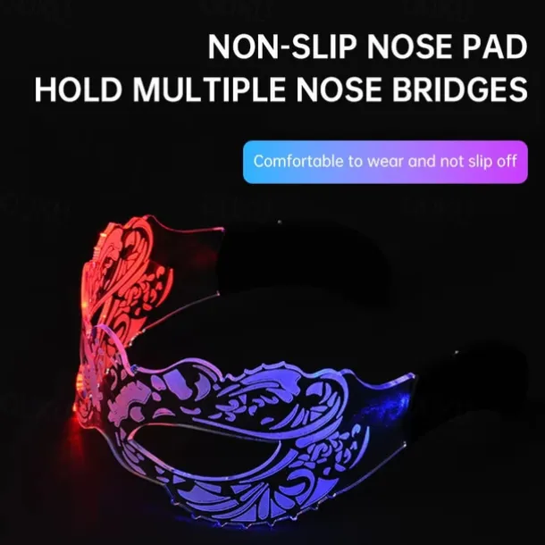 LED Mask Luminous Colorful LED Light Up Glasses Glowing Neon Light for Halloween Carnival Party Nightclub DJ Dance Party Decor Festival Rave Concert Bar Props