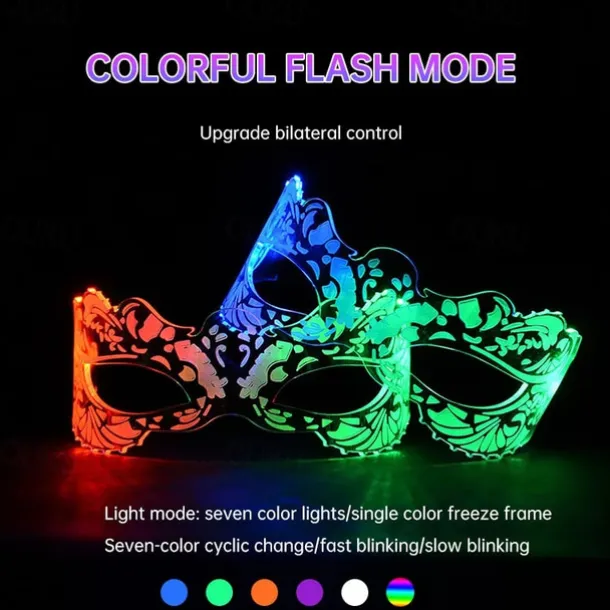 LED Mask Luminous Colorful LED Light Up Glasses Glowing Neon Light for Halloween Carnival Party Nightclub DJ Dance Party Decor Festival Rave Concert Bar Props