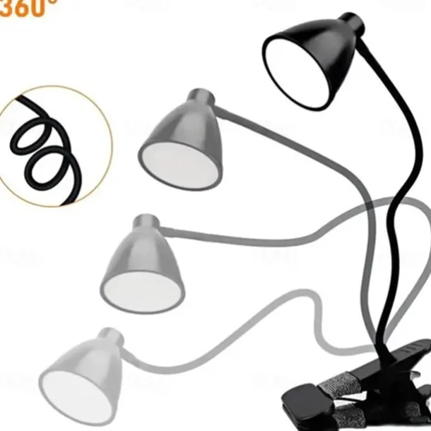 LED Metal Clip Table Lamp Reading Light with Three Color Schemes for Reading - USB Powered Night Lights, Bedroom Bedside Lights 1PC