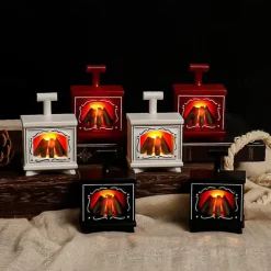 LED Mini Maquete LED Glowing Fireplace Decoration Electronic Candle Lights Creative Home Décor Small Fireplace Holiday Party Decoration Light 1PC for Halloween