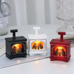 LED Mini Maquete LED Glowing Fireplace Decoration Electronic Candle Lights Creative Home Décor Small Fireplace Holiday Party Decoration Light 1PC for Halloween