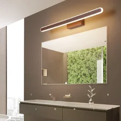 LED Mirror Headlights Coffee Colored Bathroom LED Modern and Minimalist Nordic Bathroom Household Mirror Cabinet Creative Dressing Table Makeup Lighting Fixtures AC110V AC220V