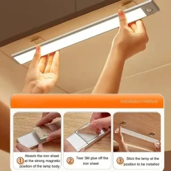 LED Motion Sensor Cabinet Light, Wireless USB Rechargeable Closet Light, Under-Counter Lighting for Closets, Cupboards & Stair