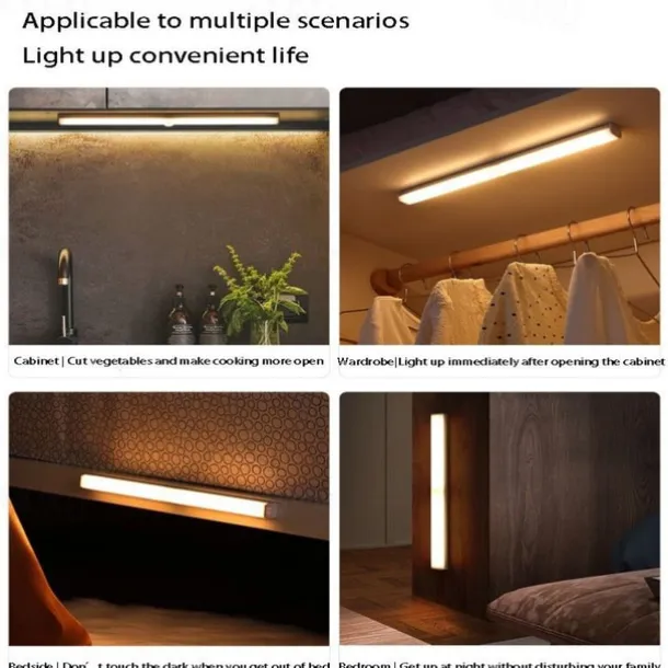 LED Motion Sensor Cabinet Light Magnetic Wireless Motion Sensor Wardrobe Light Homelife USB Rechargeable Light Bar Upgrade Your Home