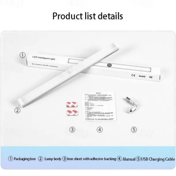 LED Motion Sensor Cabinet Light Magnetic Wireless Motion Sensor Wardrobe Light Homelife USB Rechargeable Light Bar Upgrade Your Home