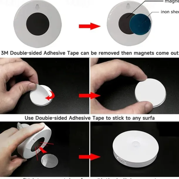 8LED Motion Sensor LED Night Light Smart Switch Sensor Light USB Rechargeable Battery Driven Bathroom Bedside Light For Room Hallway Access Bathroom Home Lighting