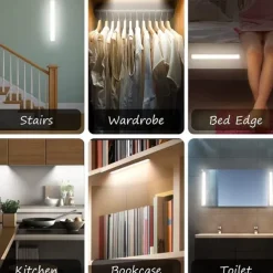 LED Motion Sensor Light Wireless Wall Lamp USB LED Night Lights USB Rechargeable Night Lamps For Kitchen Cabinet Wardrobe Lamp Staircase 10/20/30/40CM