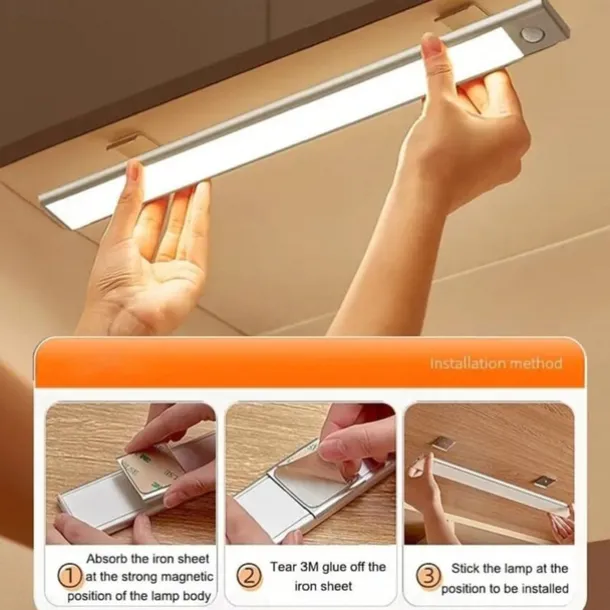 LED Motion Sensor Light Wireless Wall Lamp USB LED Night Lights USB Rechargeable Night Lamps For Kitchen Cabinet Wardrobe Lamp Staircase 10/20/30/40CM