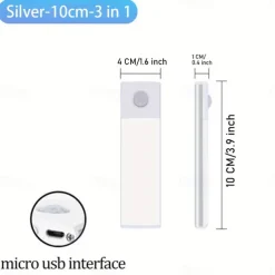 LED Motion Sensor Light Wireless Wall Lamp USB LED Night Lights USB Rechargeable Night Lamps For Kitchen Cabinet Wardrobe Lamp Staircase 10/20/30/40CM