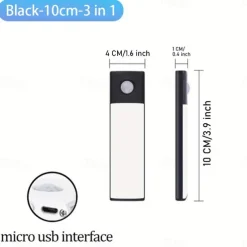 LED Motion Sensor Light Wireless Wall Lamp USB LED Night Lights USB Rechargeable Night Lamps For Kitchen Cabinet Wardrobe Lamp Staircase 10/20/30/40CM