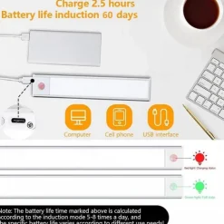 LED Motion Sensor Light Wireless Wall Lamp USB LED Night Lights USB Rechargeable Night Lamps For Kitchen Cabinet Wardrobe Lamp Staircase 10/20/30/40CM