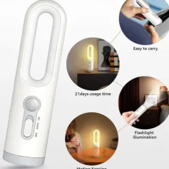 LED Motion Sensor Night Light 2 in 1 Portable Flashlight With Dusk To Dawn Sensor For Bedroom Bathroom Reading Camping