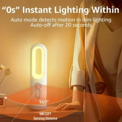 LED Motion Sensor Night Light 2 in 1 Portable Flashlight With Dusk To Dawn Sensor For Bedroom Bathroom Reading Camping