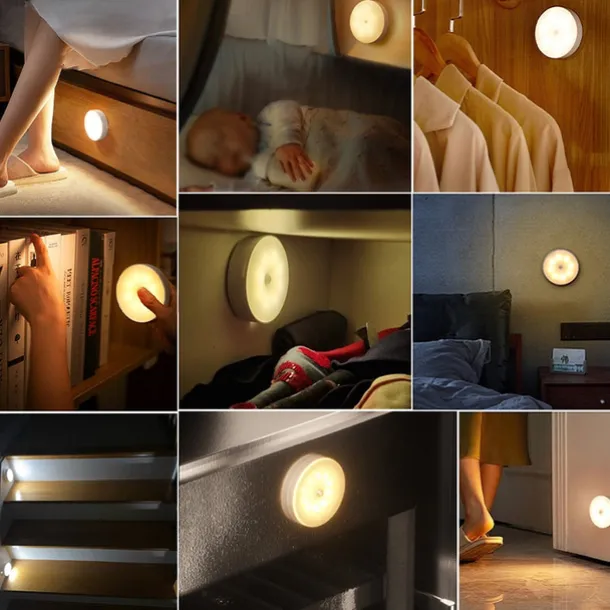 8LED Motion Sensor Night Light, USB Rechargeable Stair Cabinet Light Automatic On/Off, Ideal for Kitchen, Bedroom, Closet, Stairs and Hallway