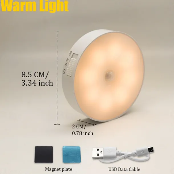 8LED Motion Sensor Night Light, USB Rechargeable Stair Cabinet Light Automatic On/Off, Ideal for Kitchen, Bedroom, Closet, Stairs and Hallway