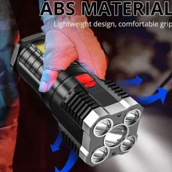 5led Multifunctional Bright Flashlight Outdoor Portable COB Side Light Work Light USB Rechargeable