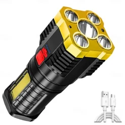 5led Multifunctional Bright Flashlight Outdoor Portable COB Side Light Work Light USB Rechargeable