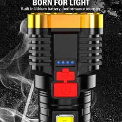 5led Multifunctional Bright Flashlight Outdoor Portable COB Side Light Work Light USB Rechargeable