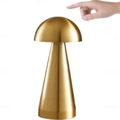 Led Mushroom Table Lamp Touch Dimming Tri-color Retro Bedroom Bedside Desktop Usb Rechargeable Night Light Reading Lights for Hotel Restaurant Bar Bedroom Lamp