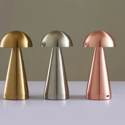 Led Mushroom Table Lamp Touch Dimming Tri-color Retro Bedroom Bedside Desktop Usb Rechargeable Night Light Reading Lights for Hotel Restaurant Bar Bedroom Lamp
