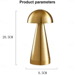 Led Mushroom Table Lamp Touch Dimming Tri-color Retro Bedroom Bedside Desktop Usb Rechargeable Night Light Reading Lights for Hotel Restaurant Bar Bedroom Lamp