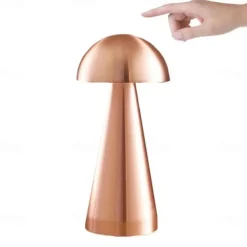 Led Mushroom Table Lamp Touch Dimming Tri-color Retro Bedroom Bedside Desktop Usb Rechargeable Night Light Reading Lights for Hotel Restaurant Bar Bedroom Lamp