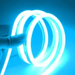 LED Neon Flex Strip Lights 6mm Narrow Neon Light 12V LED Strip Waterproof 5M Cutable DIY Led Neon Light Strip for Indoor Outdoor Home Decoration and DC12V Adapter and Touch Dimmer Switch Kit