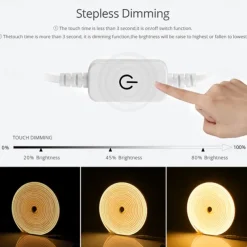 LED Neon Flex Strip Lights 6mm Narrow Neon Light 12V LED Strip Waterproof 5M Cutable DIY Led Neon Light Strip for Indoor Outdoor Home Decoration and DC12V Adapter and Touch Dimmer Switch Kit