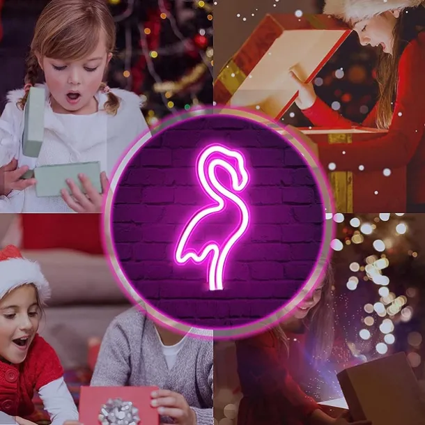 LED Neon Signs for Girls Room Decor Neon Signs Wall Light Desk Lamps Battery USB Operation Night Lights with Pedestal Pink Bar Bedroom Party Christmas