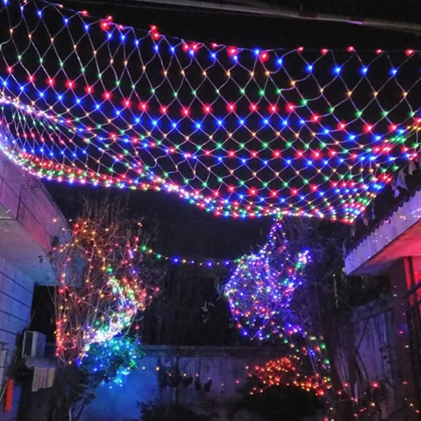 LED Net Mesh Fairy String Light 8*10 6*4M Flexible Window Curtain Holiday Lights for Party Yard Garden Colorful Decoration Lighting 96/200/672/2600 LEDs