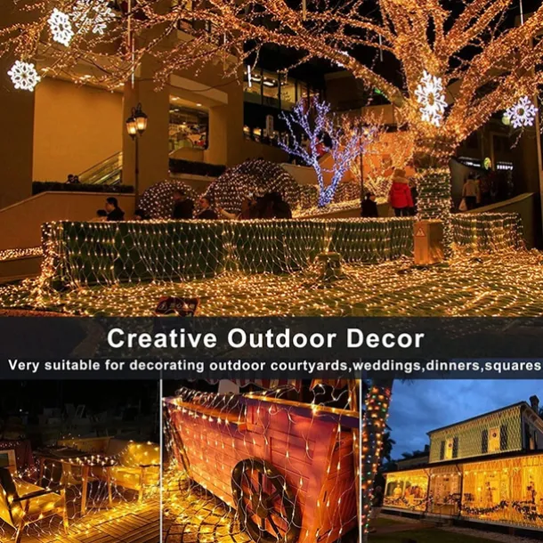 LED Net Mesh Fairy String Light 8*10 6*4M Flexible Window Curtain Holiday Lights for Party Yard Garden Colorful Decoration Lighting 96/200/672/2600 LEDs