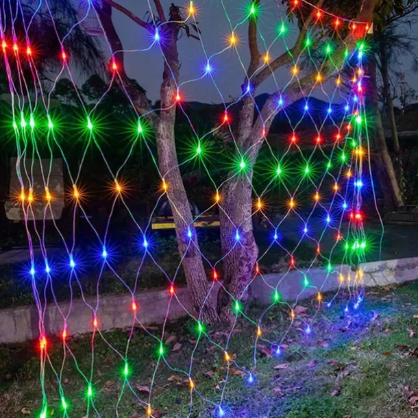 LED Net Night Lights 1.5x1.5M 3x2M 220V Wedding Christmas Fairy String Light Outdoor Waterproof Party Holiday Decor Mesh Lights with Tail Plug