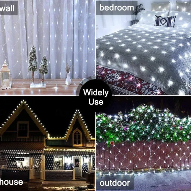 LED Net Night Lights 1.5x1.5M 3x2M 220V Wedding Christmas Fairy String Light Outdoor Waterproof Party Holiday Decor Mesh Lights with Tail Plug
