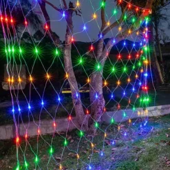 LED Net Night Lights 1.5x1.5M 3x2M 220V Wedding Christmas Fairy String Light Outdoor Waterproof Party Holiday Decor Mesh Lights with Tail Plug for Halloween